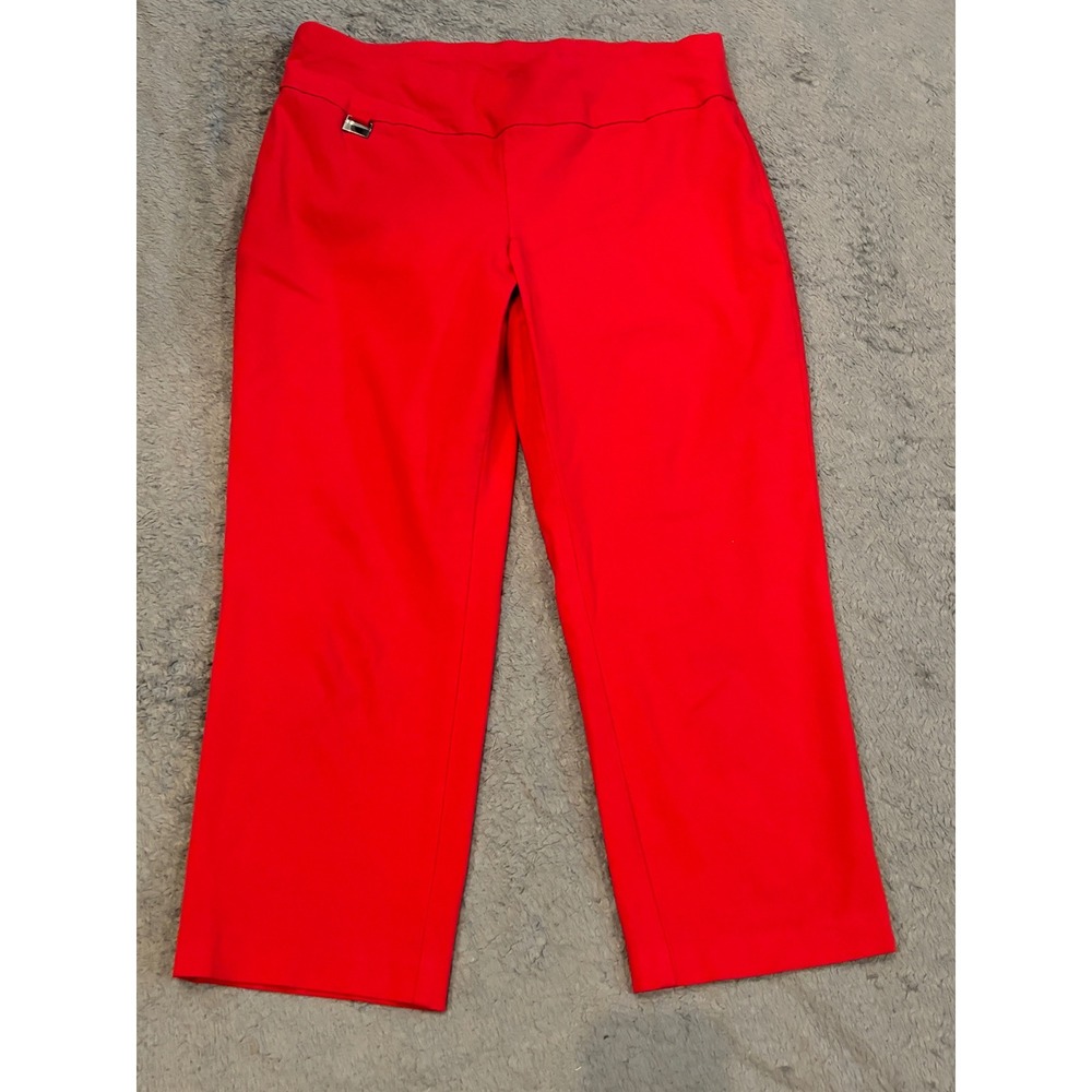 Alfani Petite Red Pull On Capri Pants Size 8P Cropped Trousers Stretch Stretch